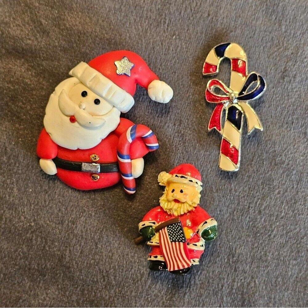 Patriot Christmas Brooch Lot / Red White and Blue